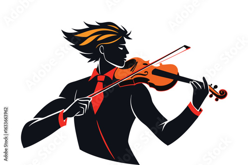 Musicians playing violin isolated on white background