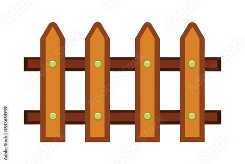Rustic wooden fence vector illustration on white background