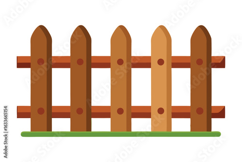 Rustic wooden fence vector illustration on white background