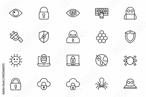 A concept-driven collection of cybercrime and digital warfare visuals in minimalist linear form. Designed for tech startups, awareness campaigns, and digital branding.