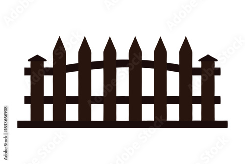 wooden fence classic outdoor structure isolated on white background