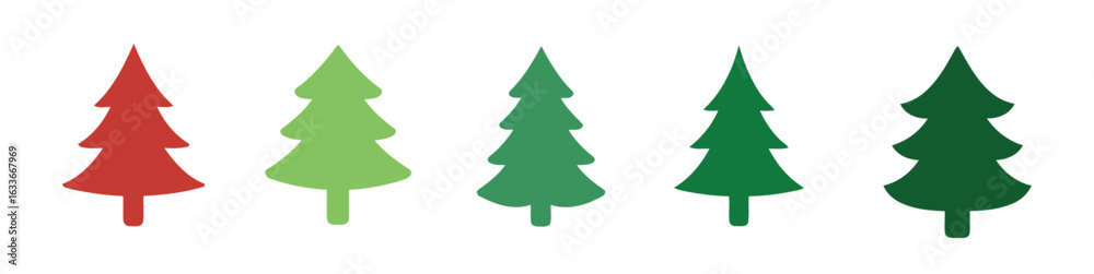Fototapeta premium Christmas tree vector icons festive holiday evergreen illustrations seasonal celebration symbols