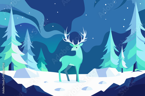 Enchanted Snow Forest with Glowing Reindeer