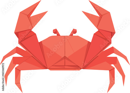 Origami Crab Vector Coral Red Paper 