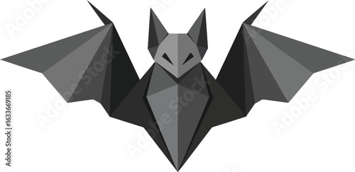 Origami Bat Vector Minimalist Dark Gray Black Paper Illustration