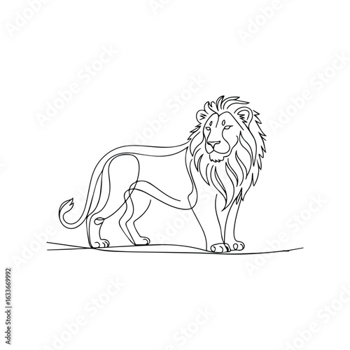 Majestic Lion Standing Proudly With Flowing Mane regal powerful