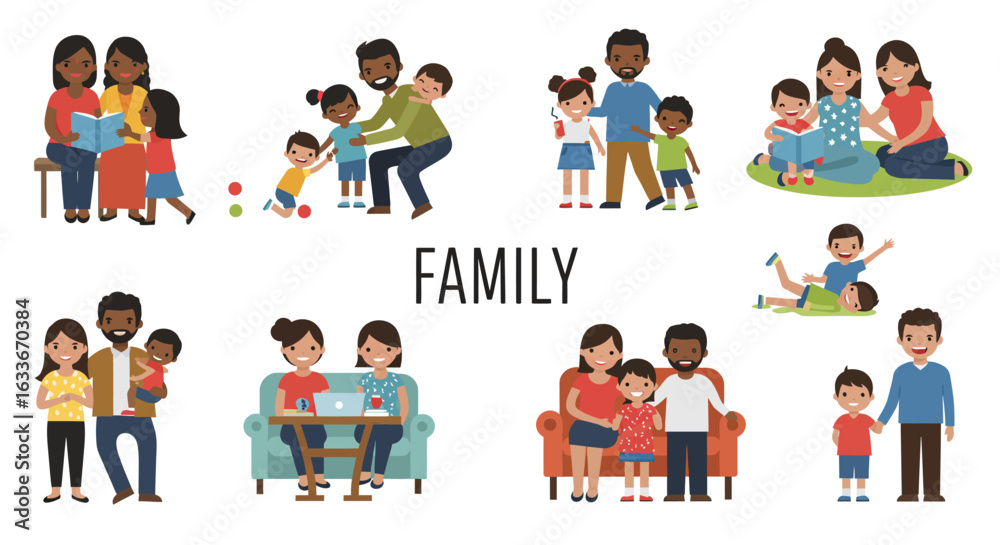 Fototapeta premium Warm Family Moments Togetherness Vector Illustration