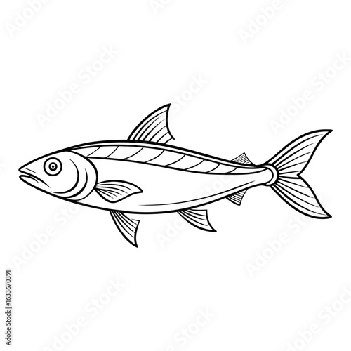 Herring Fish Line Art | Simple Sea Sketch