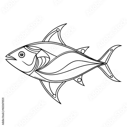 Tuna Fish Line Art | Minimal Ocean Catch Vector