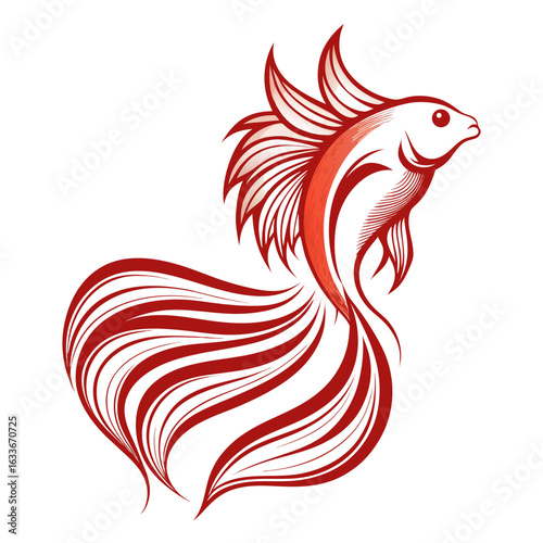 Betta fish line art – minimal elegant aquarium fish