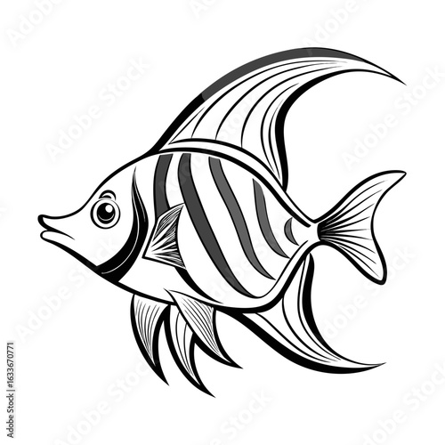 Tropical reef fish line drawing – minimal vector