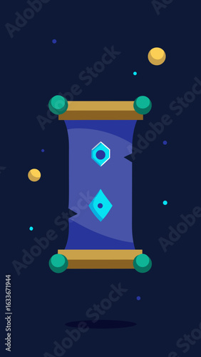 scroll stage glowing runes heavenly magic theme