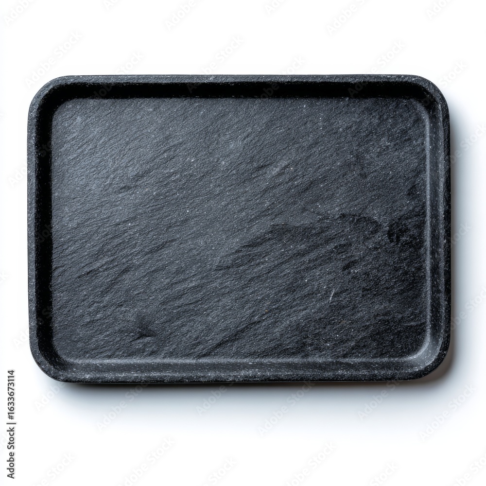 Fototapeta premium A top-down shot of a dark gray rectangular slate tray