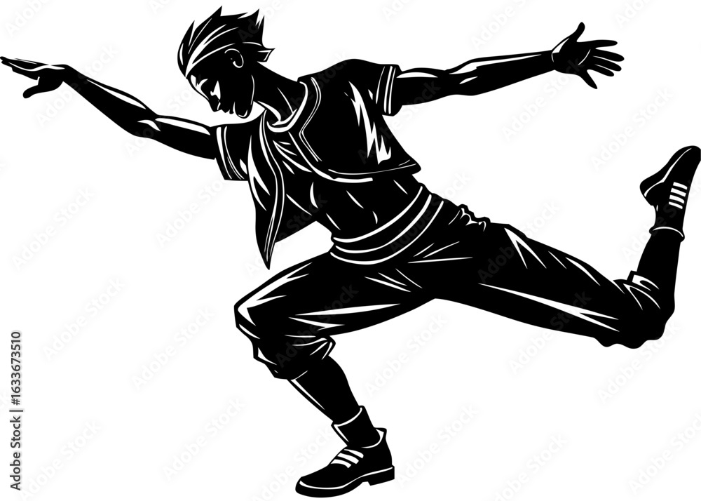 Naklejka premium Street Dancer Freeze Pose Silhouette
