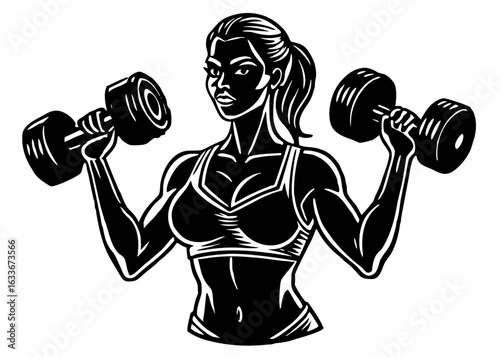 Woman Lifting Dumbbells Silhouette