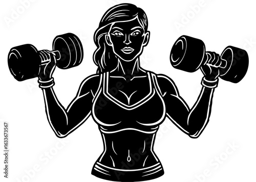Woman Lifting Dumbbells Silhouette