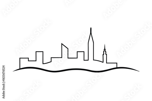 Iconic dubai skyline silhouette featuring the burj khalifa in a sleek black design for architectural and travel themes