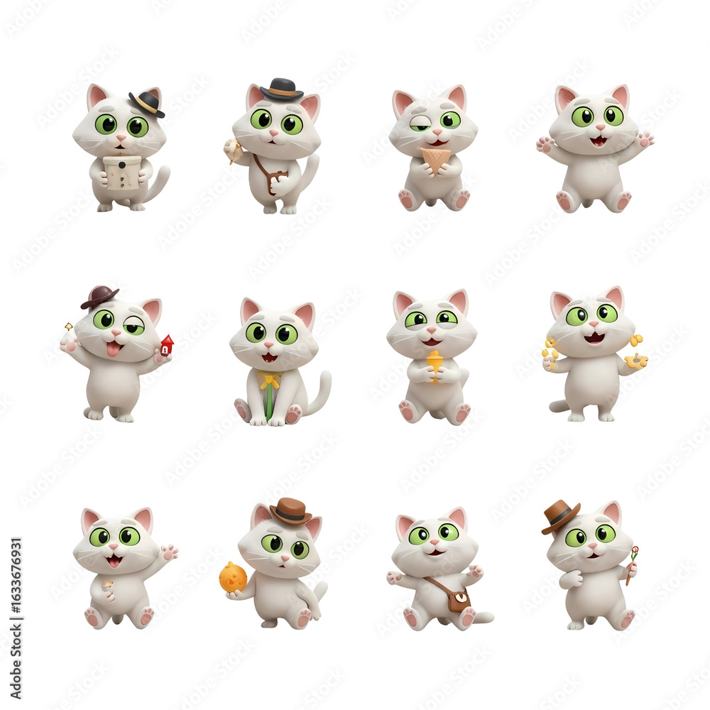 Obraz premium collection of cute cat icon sets png images