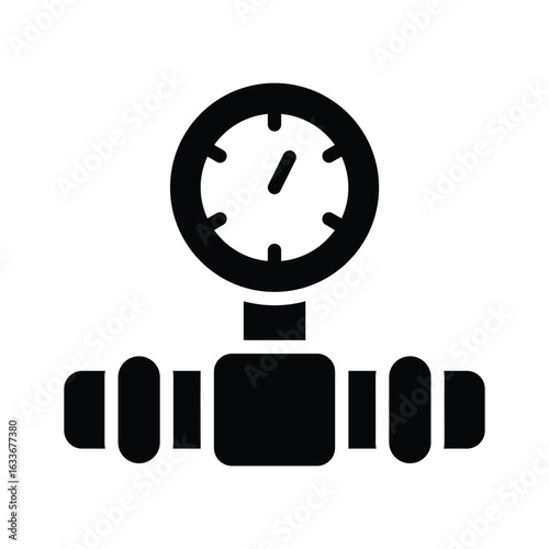 Here is a trendy glyph icon of pressure meter pipeline