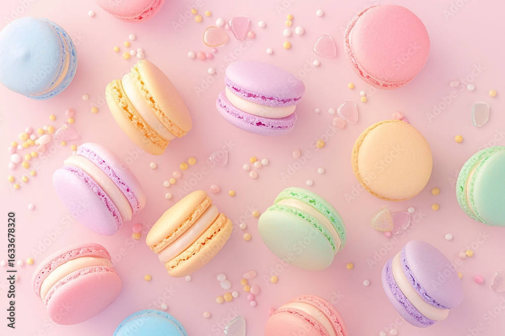Obraz premium かわいいマカロンの背景素材
