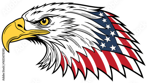American bald eagle head vector graphic with usa flag design patriotic animal illustration image for print 100