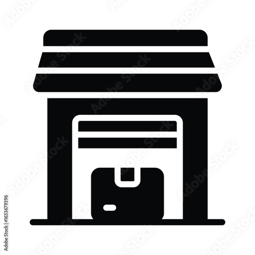 Ready to use icon of warehouse building in glyph style