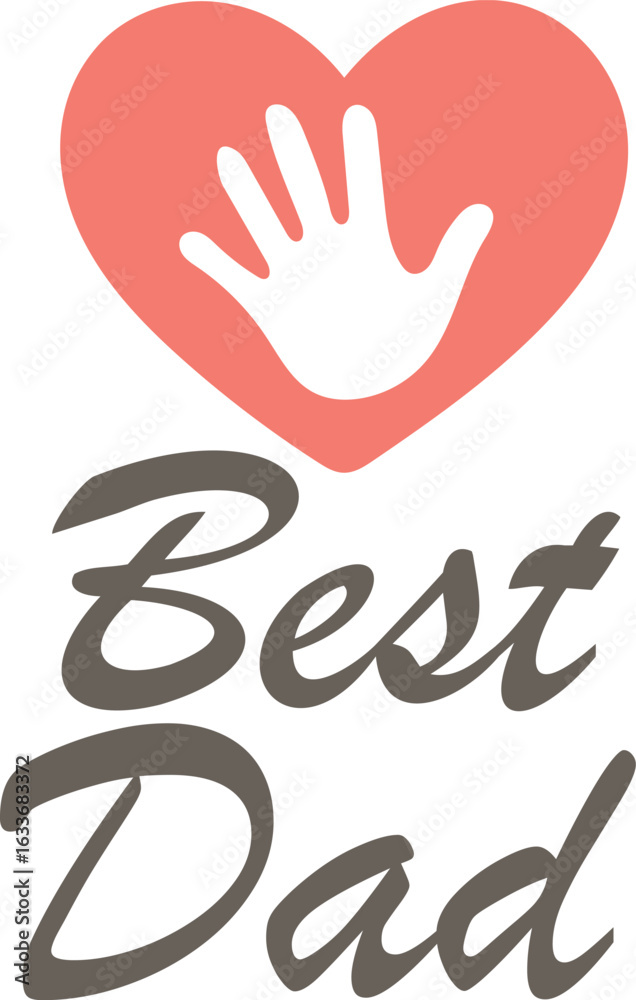 Obraz premium Best Dad Gift Design with Heart and Handprint for Father's Day