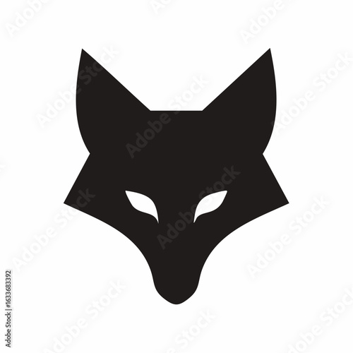 A clean and elegant black silhouette of a fox's face, featuring a minimalist and stylized design. This image is perfect for logos, icons, and modern branding.