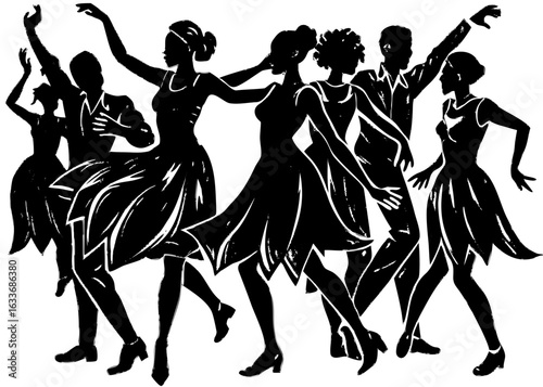 Group Dance Performance Silhouette