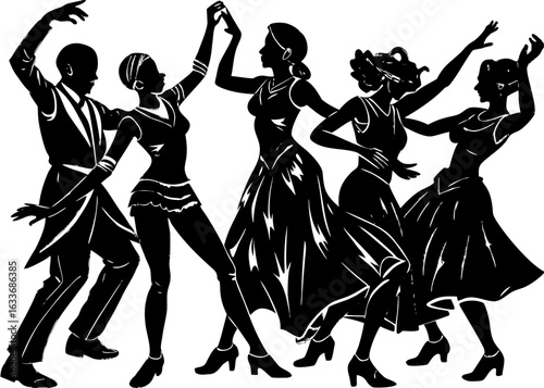Group Dance Performance Silhouette