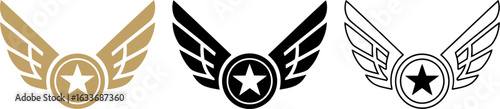Winged star emblem vector graphic design illustration