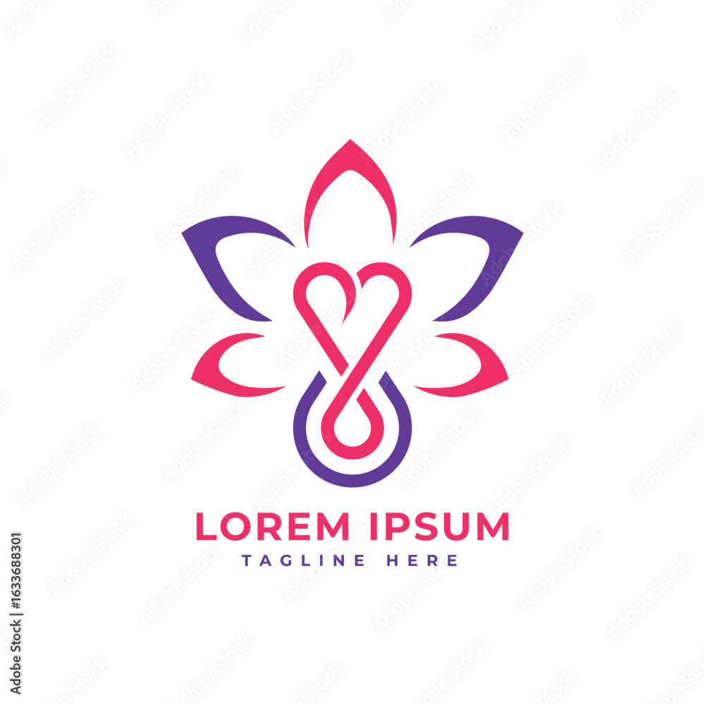 Obraz premium unique spa beauty saloon feminine lotus love logo design concept