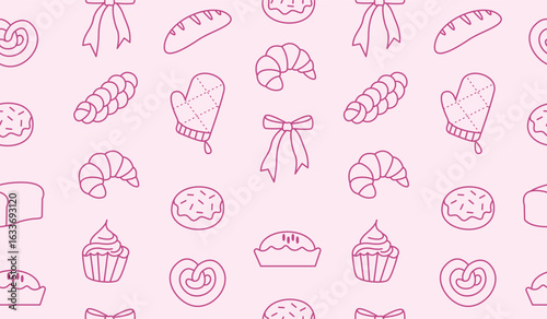 Cute bakery pattern background vector design