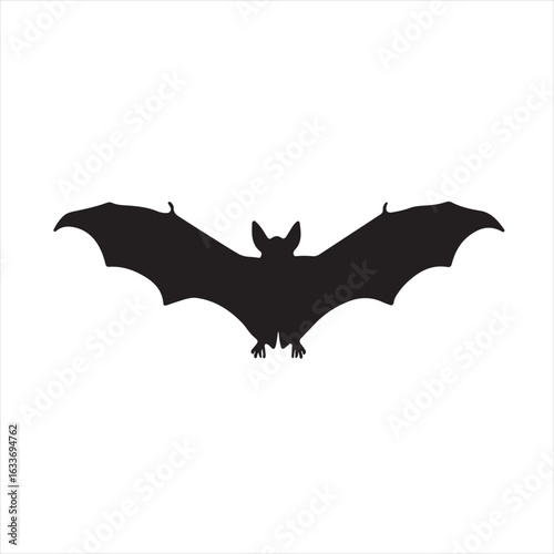 Silhouette of a Flying Bat – Vector Illustration