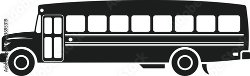 Long School Bus Silhouette Vector – Side View Illustration