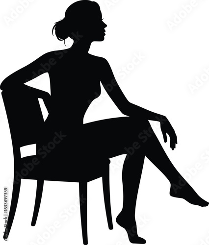 Elegant woman seated profile silhouette chair