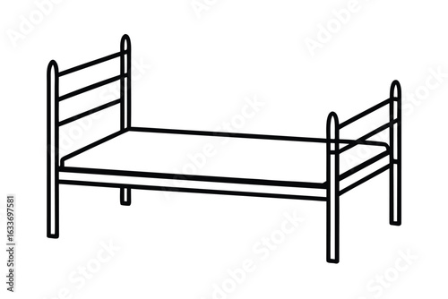 Clean vector outline of a modern bunk bed with ladder and guardrails