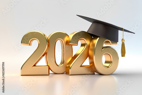 Golden graduation year 2026 with cap symbolizing achievement and future opportunities for students