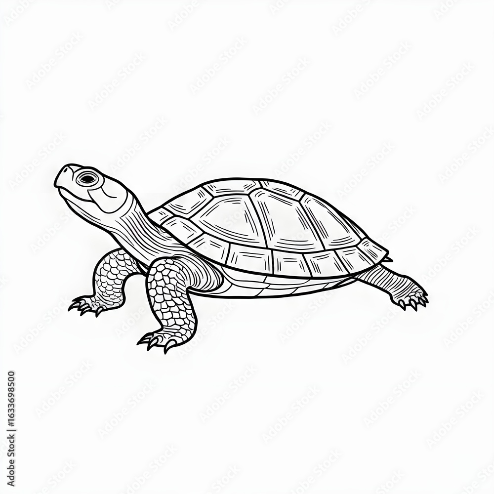 Fototapeta premium Turtle sketch for colouring picture