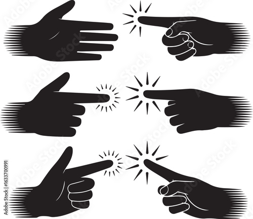 Black hands pointing and touching fingers
