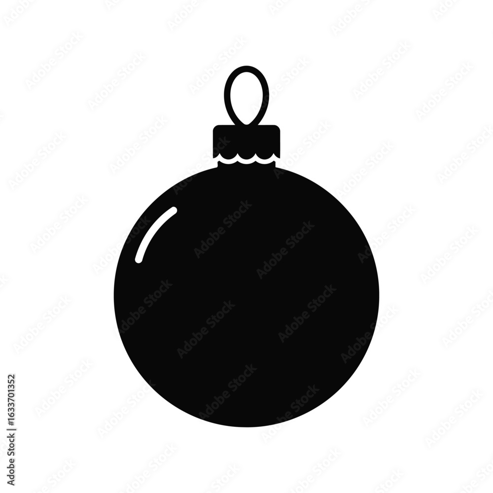 Black christmas bauble vector illustration festive holiday ornament traditional decoration isolated on white background Black christmas bauble vector illustration festive holiday ornament traditional decoration isolated on white background