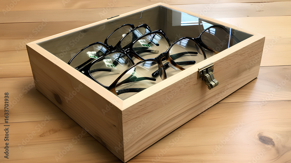 Fototapeta premium Big Box for Collecting Glasses Plexiglas and OSB Wood