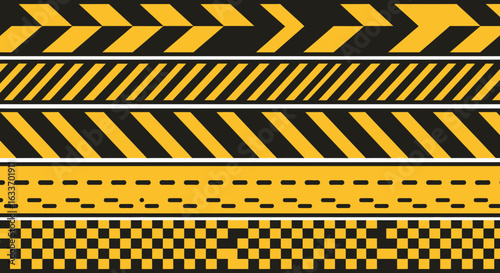 Striking construction tape patterns for professional design projects needing attention grabbing hazard warning elements