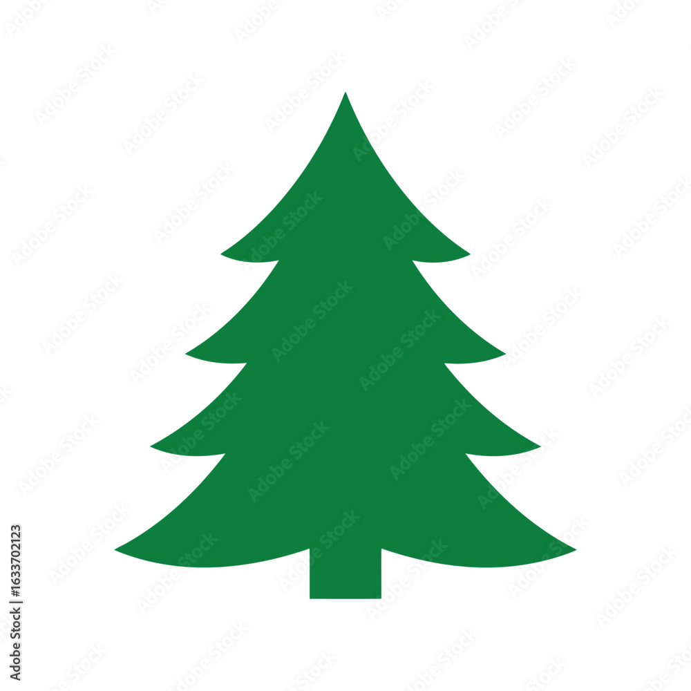 Green christmas tree vector illustration festive holiday symbol evergreen plant icon isolated on white background Green christmas tree vector illustration festive holiday symbol evergreen plant icon isolated on white background