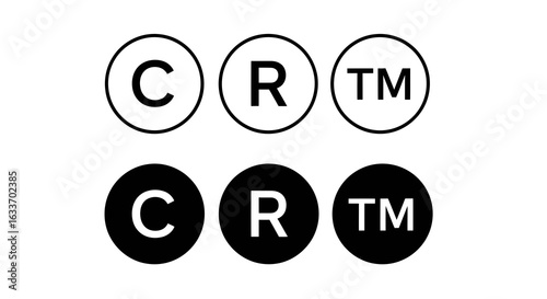 Copyright, registered, and trademark symbols for business branding and intellectual property protection