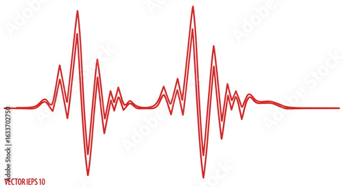 Dynamic red seismic wave pattern for data analysis and visualization in modern designs and presentations