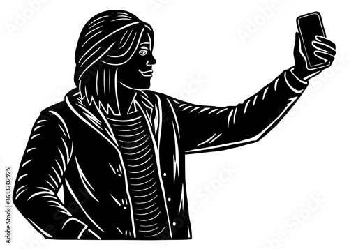 Person Taking a Selfie Silhouette
