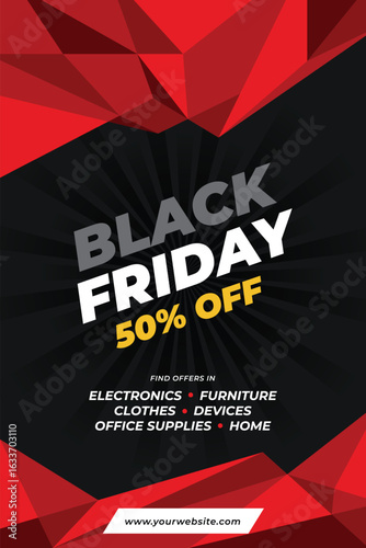 Flat black friday poster social media post template