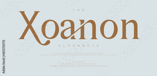 Xoanon Modern luxury beauty font alphabet logo. Typography beautiful minimal elegant classic letter serif fonts fashion wedding vintage retro logos. vector illustration
