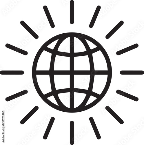 Shining global connection icon for worldwide business reach and international networking success, reflecting scalable vector design and modern simplicity